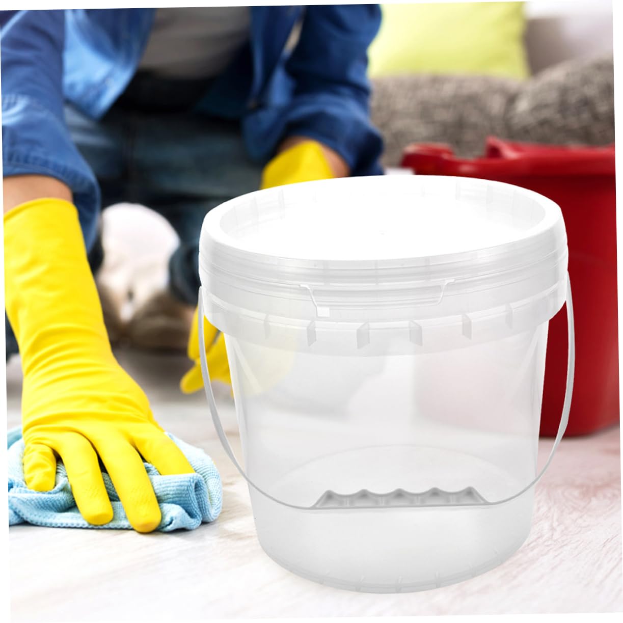 Cubo de Pintura de Plástico con Tapa 5l, Pack de 2 Piezas