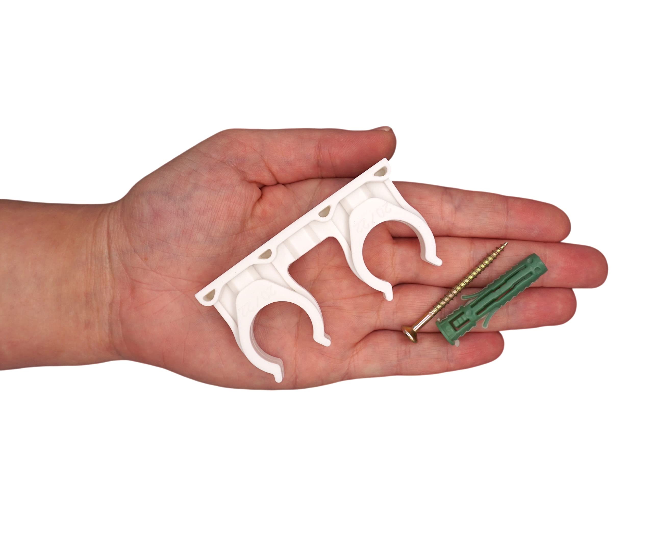 SKIR'CO (40 pz) clip per tubi doppi, morsetti in plastica per tubi da 20-22 mm, morsetto per tubi tipo U, clip bianche per tubi, ganci per tubi