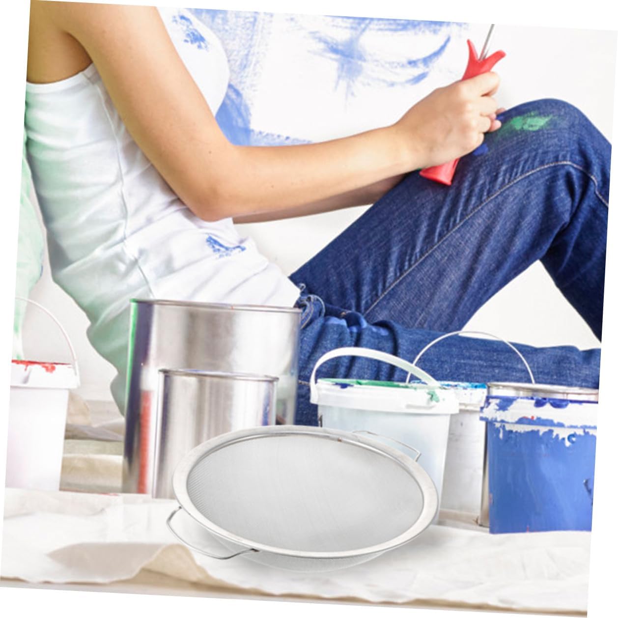 NUOBESTY Stainless Steel Paint Strainer Mesh Filter for Buckets Fine Screen Paint Filter Strainer for Airless Sprayers for Latex and Oil-Based Coatings