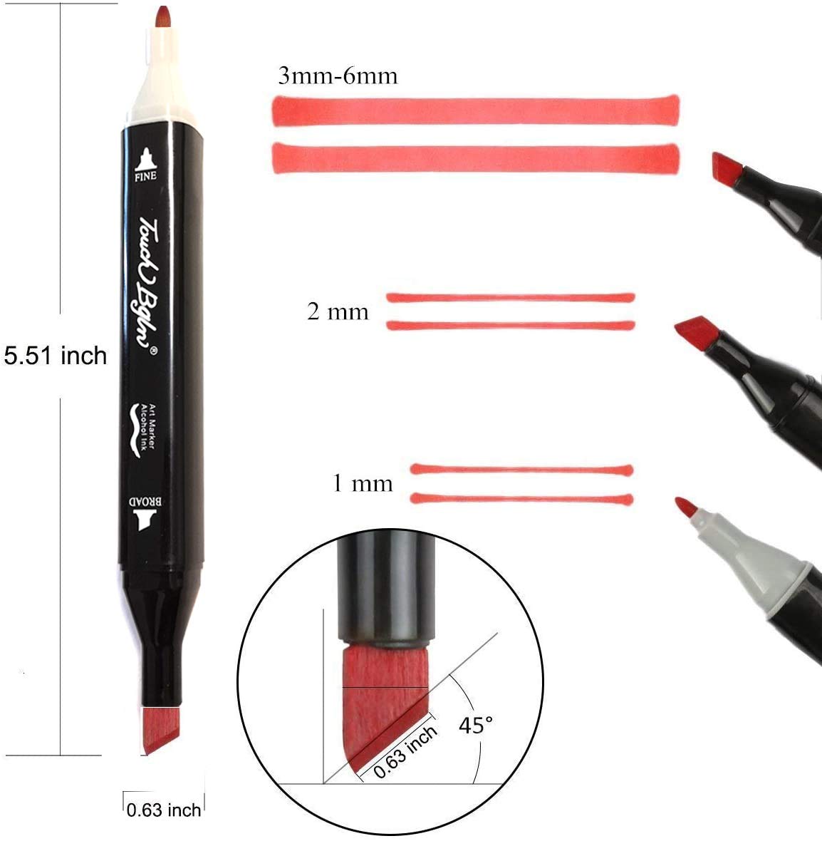 Vallteng 60 Colors Graphic Marker Pen Dual Tip Sketch Pen Twin Marker Double Ended Finecolour Sketch Marker Broad and Fine Point Tip with Black Bag