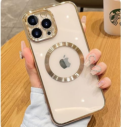 Spevert Funda magnética transparente para iPhone 13 Pro Max con protector de lente de cámara, funda de protección completa compatible con MagSafe