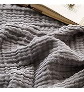 EMME Muslin Grey Throw Blanket 100% Cotton 6-Layer Bed Blankets for Adults and Baby 55"x75" Light...