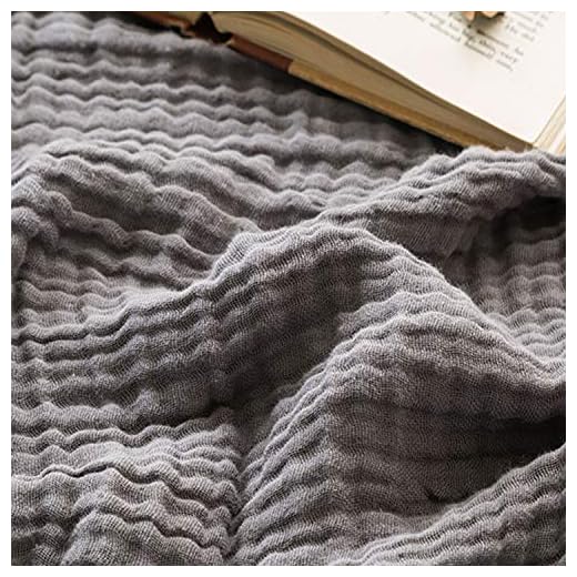 EMME Muslin Grey Throw Blanket 100% Cotton 6-Layer Bed Blankets for Adults and Baby 55"x75" Lightweight Soft Breathable Throw Blanket All Season Solid Pre-Washed Gauze Blanket, Grey