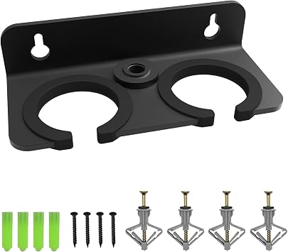 Multi Microphone Holder for Wall Aluminum for Handheld Dynamic Wired and Wireless, Multiple Mic Organizer for Mic Stand, Rubber Padding/Wall Mounted or Mount to 5/8"-27 or 3/8"-16 threaded Stand