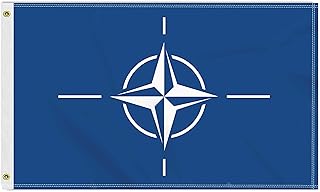 3×5 FT NATO Flag, Large 100D North Atlantic Treaty Organization Outdoor Banner, Decor For Patio Garden With Brass Gromment