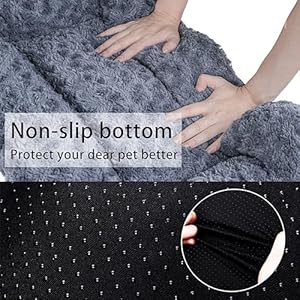 Dog Beds Crate Pad for Medium, Large Dogs, Deluxe Rose Plush Cat Sleeping Mats, Fits Crate Kennel Cage, Anti-Slip Pets Pillow, Washable Ultra Soft Fluffy Dog Bed for Crate (35″x23″Dark Grey)