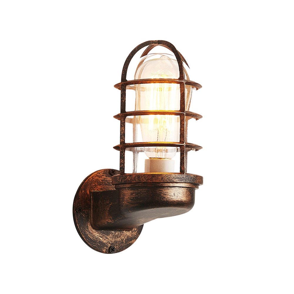 OZBMA Wall Mounted Light Industrial Lamp Vintage Edison E27 Glass Sconce Retro Classical Loft Stairs Coffee Bar Bedroom in Antique Rust Finish Reading (Coffee)