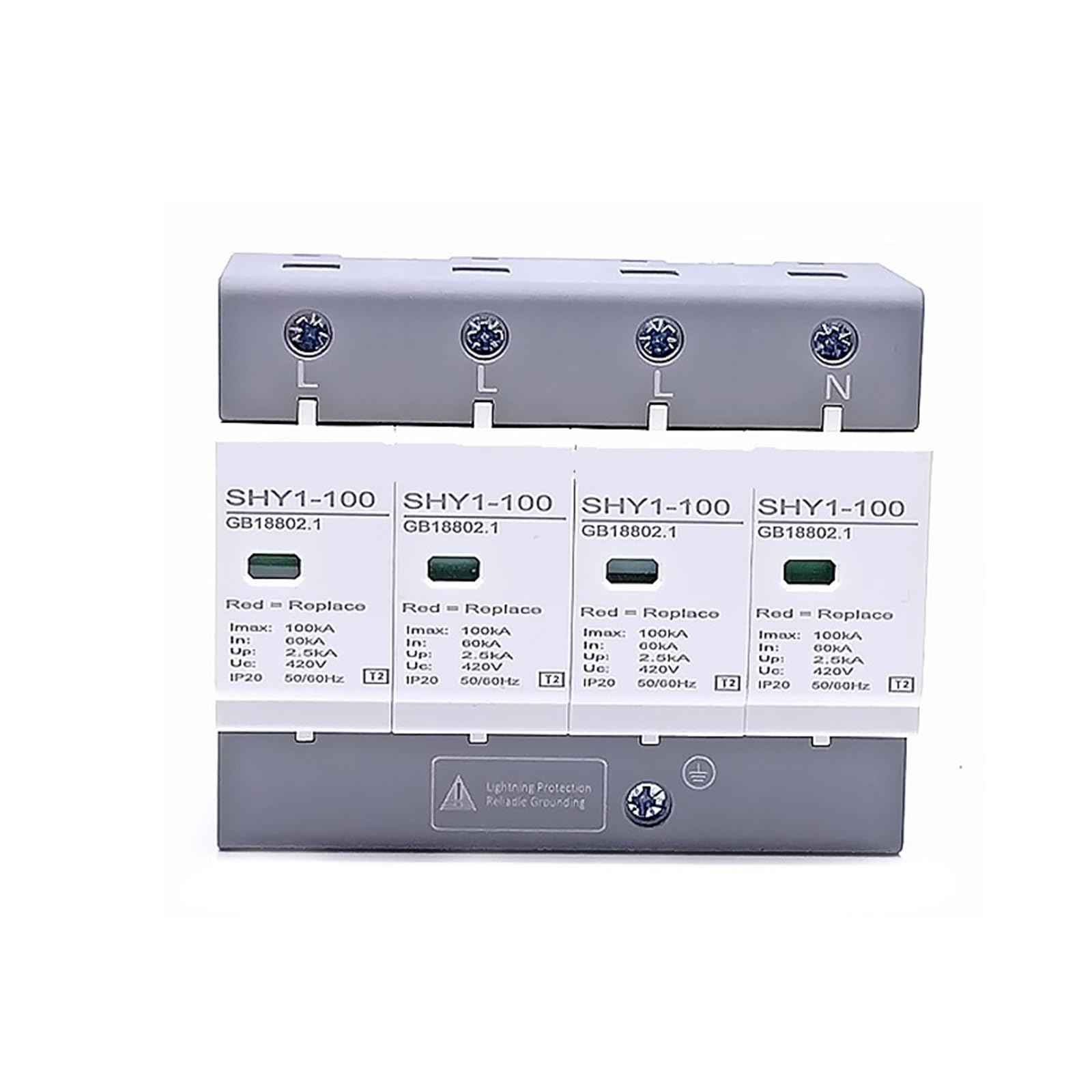 scaricatore Dispositivo di protezione contro le sovratensioni SPD AC 3P + N 40~80KA 60KA~100KA 385V 420V Scaricatore di protezione contro i fulmini for casa Protezione a bassa tensione ( Size : 4P 420
