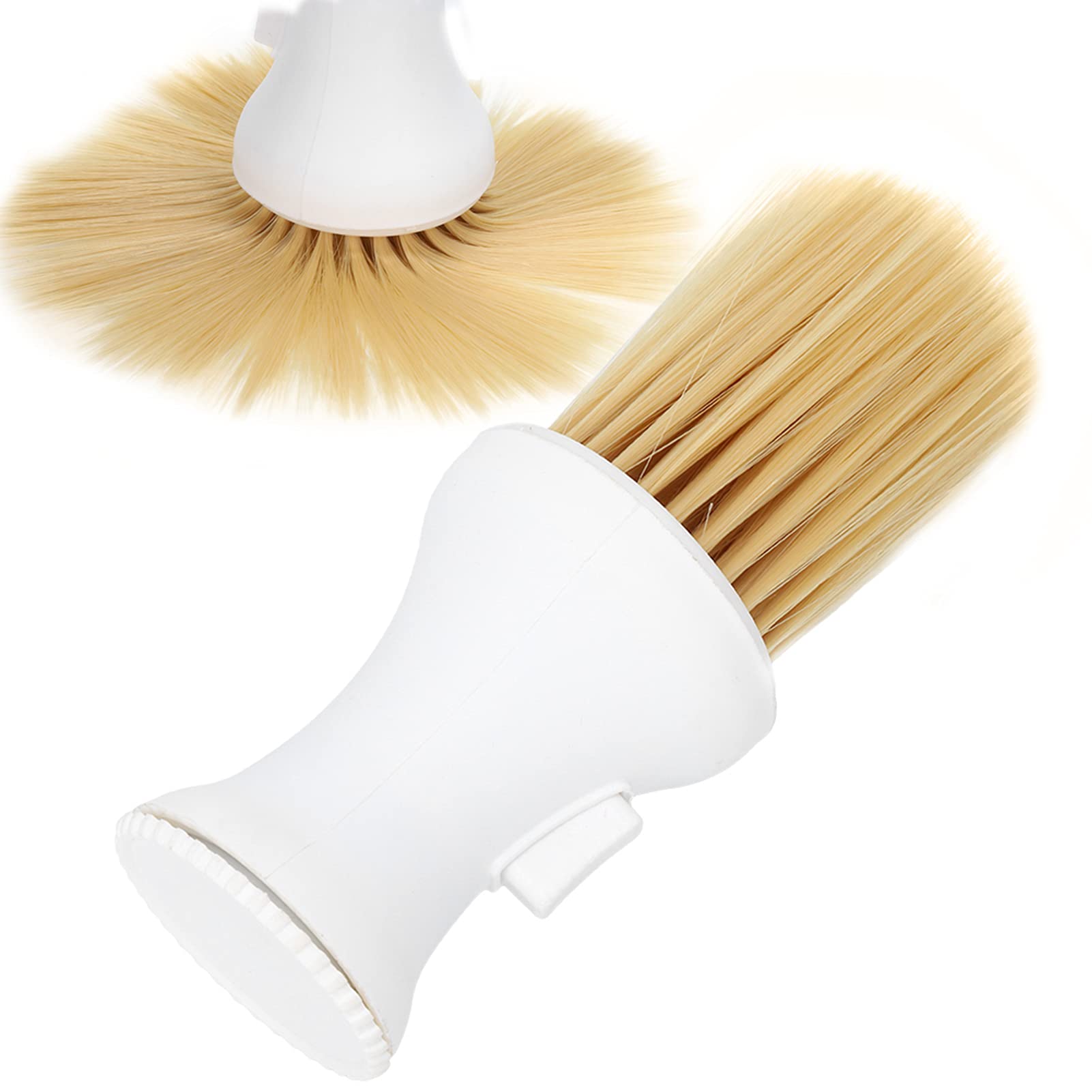 Cepillo de cuello de barbero, cepillo de polvo de cuello para corte de cabello, cepillo de limpieza de cuello suave, cepillo de polvo de cara de cuello de peluquería Blanco