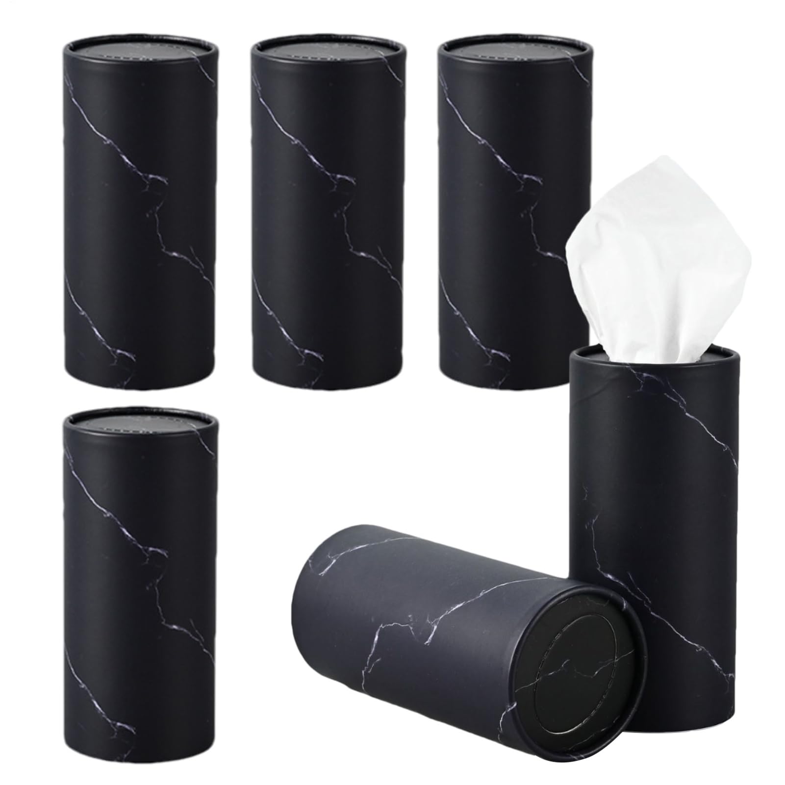 Cajas De Pañuelos Redondas para Coche,Soporte Pañuelos Coche, Dispensador De Pañuelos Cilíndrico De Tamaño De Viaje, Portapañuelos con Pañuelos Faciales, 6 Botes/300 Pañuelos, Diseño Compacto