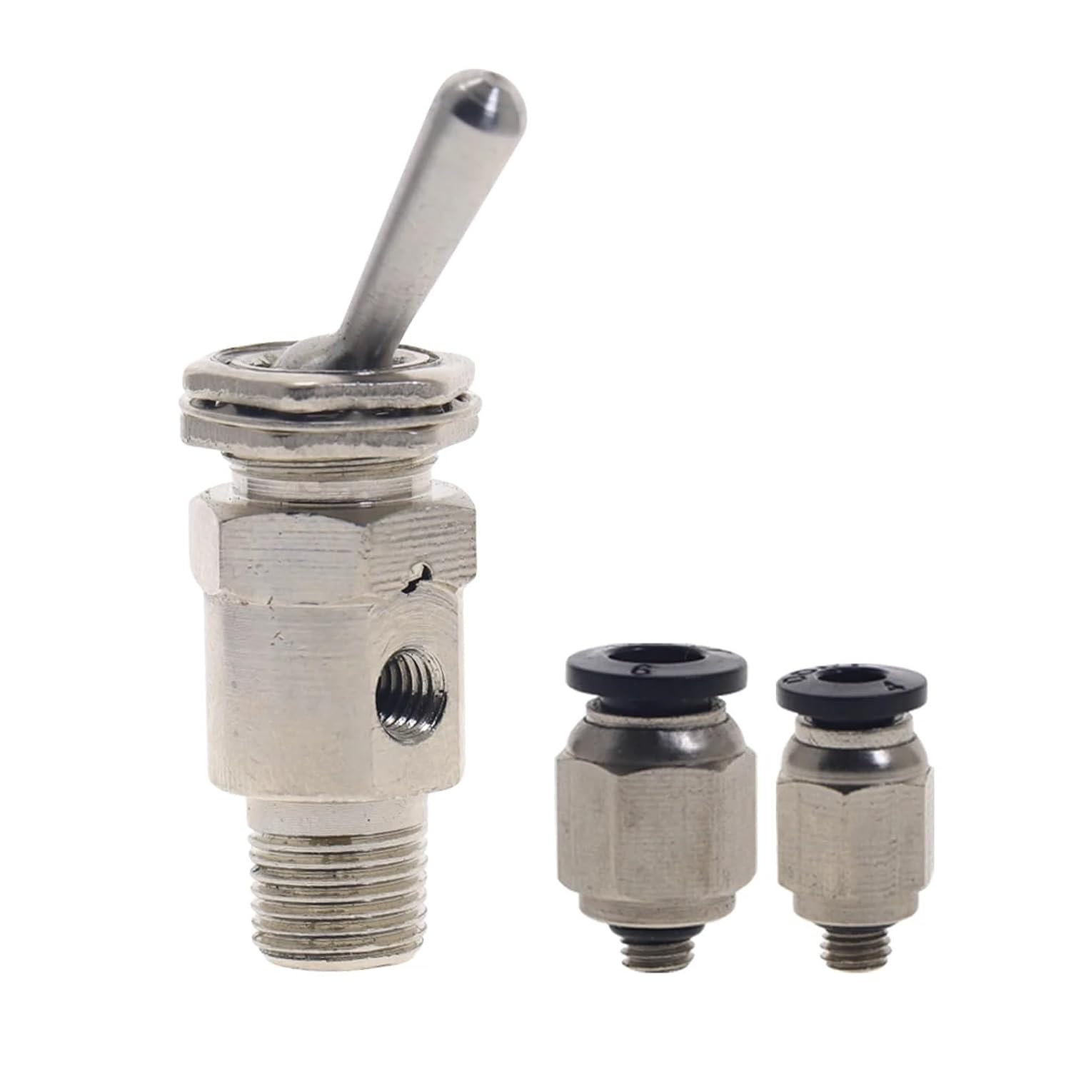 TAC-3V Air Pneumatic Mechanical Valve Exhaust Valve 2 Position 2 Way ON/Off M5 Thread Toggles Switch Valves with Fiitting(Only Valve)