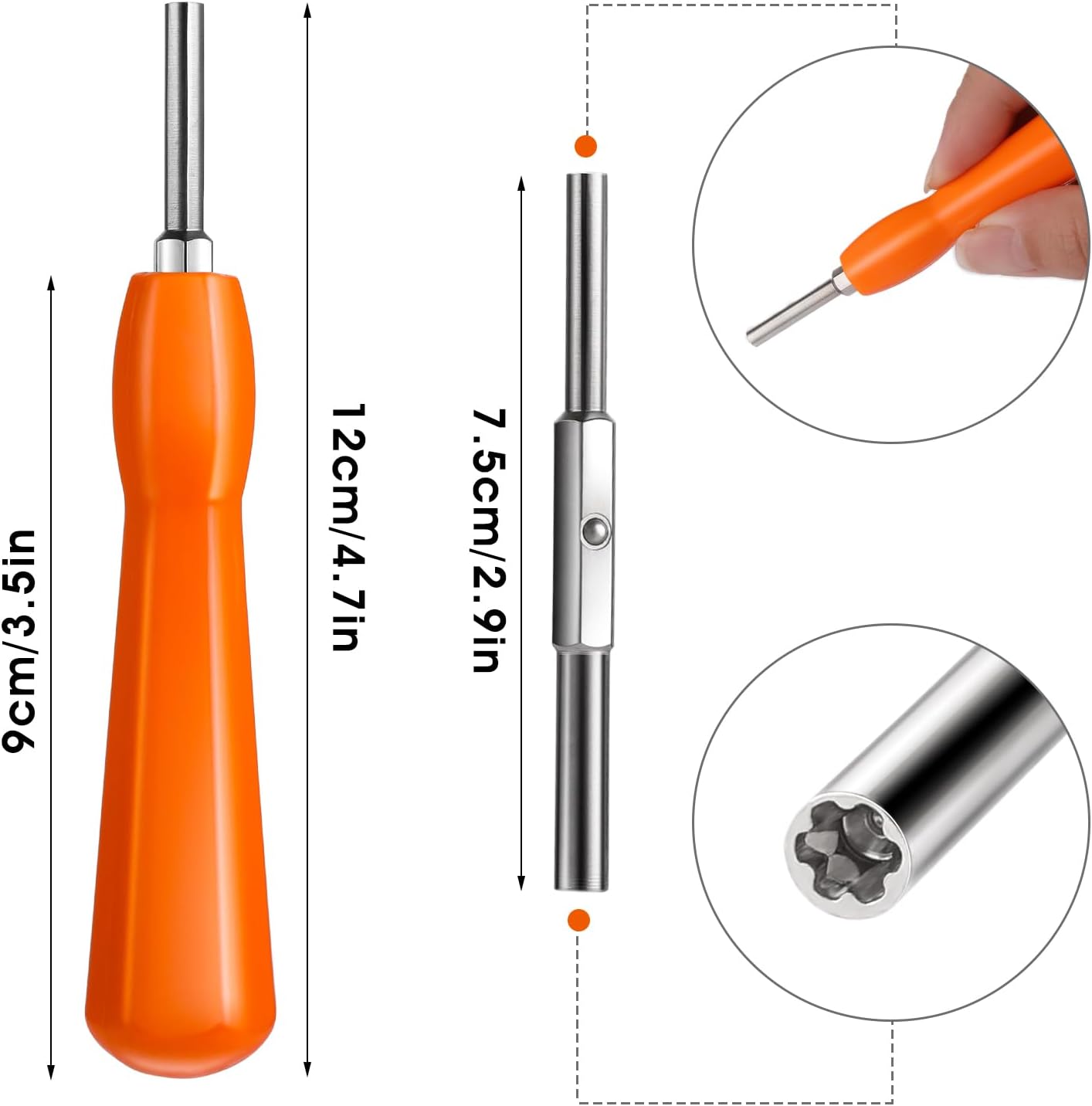 Gamebit Security Screwdriver, Double-ended 3.8mm 4.5mm Gamebit Screwdriver Bit Set Compatible with NES,SNES,N64,GameBoy,Game Orange