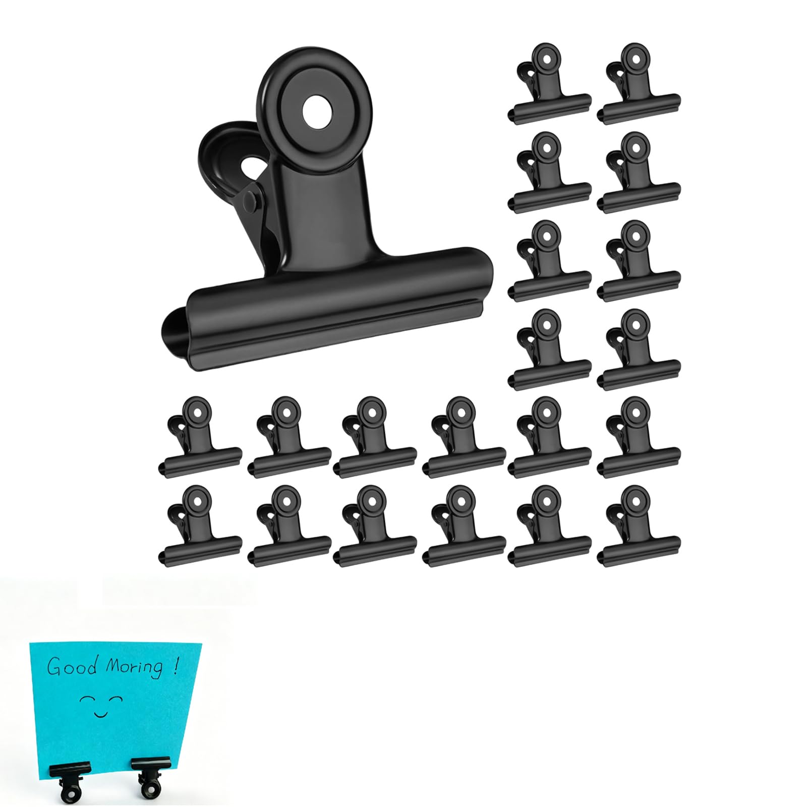Rumayee Bulldog Clips,20PCS Metal Binder Clamps Mini Picture Small Paper Clamps Hinge Clips for Food Bags Paper Fasteners Receipt Clip Drawing Board Clip Journal Clamp for Office School Home DIY