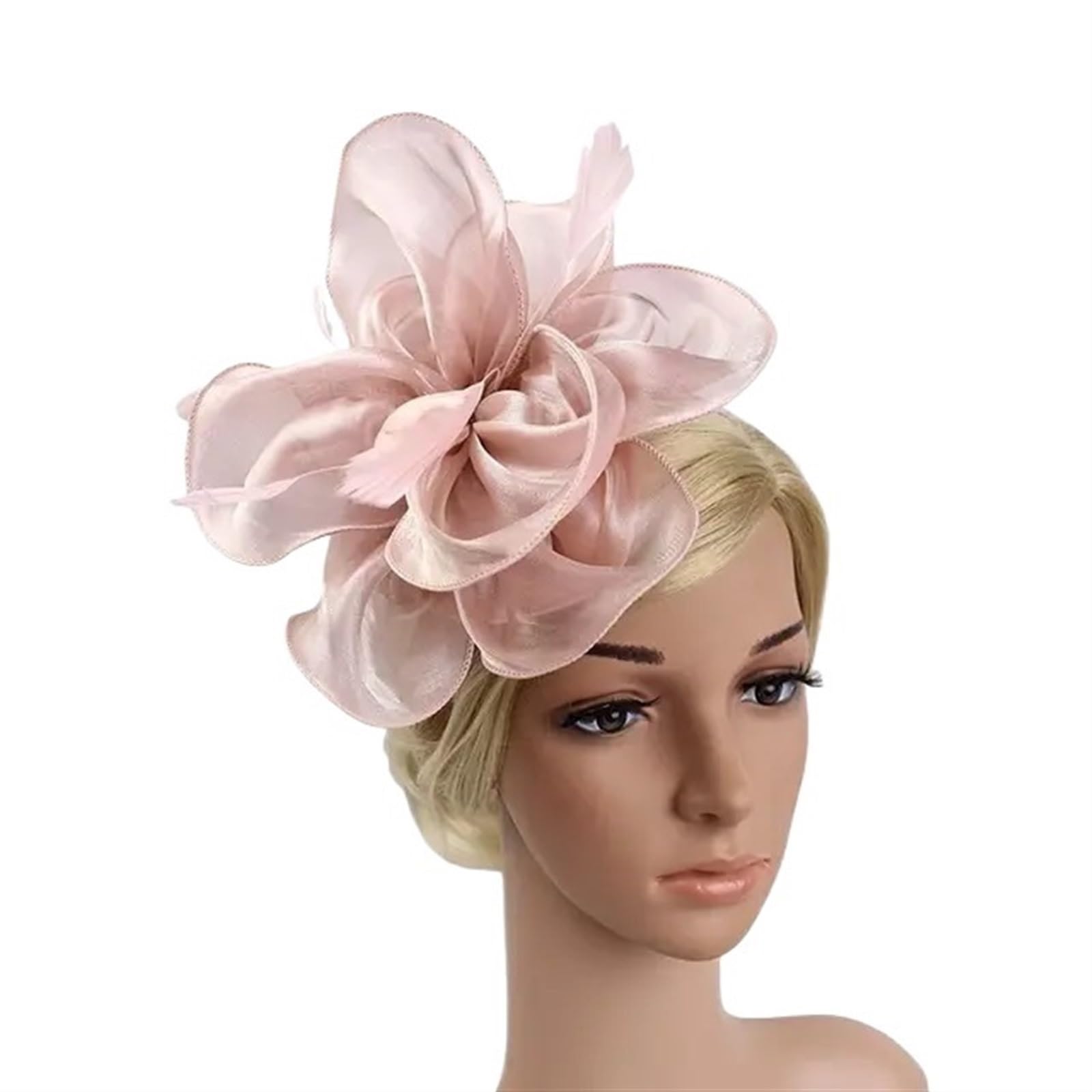 UALXPAO Wedding Hats Flower Mesh Headband Wedding Feather Cocktail Tea Party Headwear Fascinator Hats for Tea Party,Weddings(Pink1)
