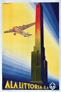 Ala littoria Mussolini Italian Airline Italy Vintage Travel Cool Wall Art Print Poster 24x36