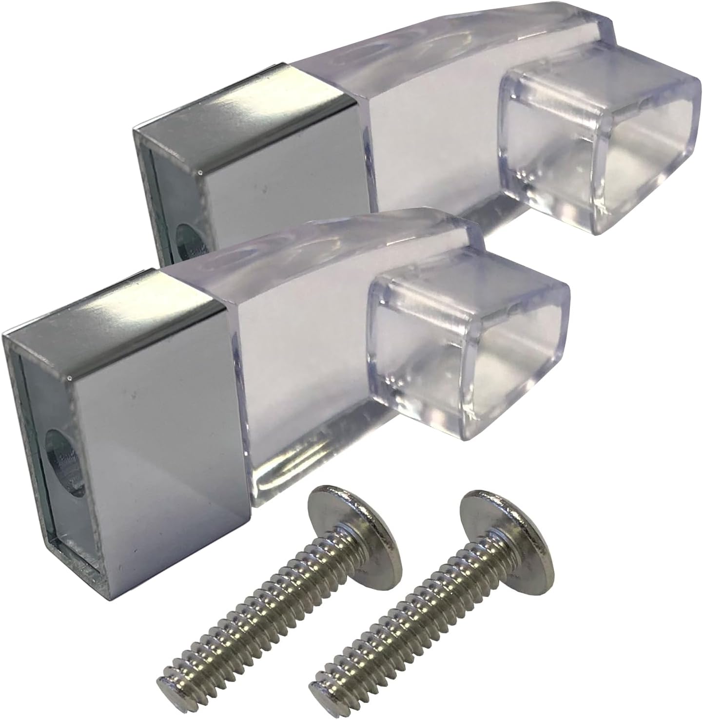 Gordon Glass Clear Acrylic Towel Bar Brackets with Bright Chrome Sleeve - Set of Two Brackets (Towel Bar NOT Included)