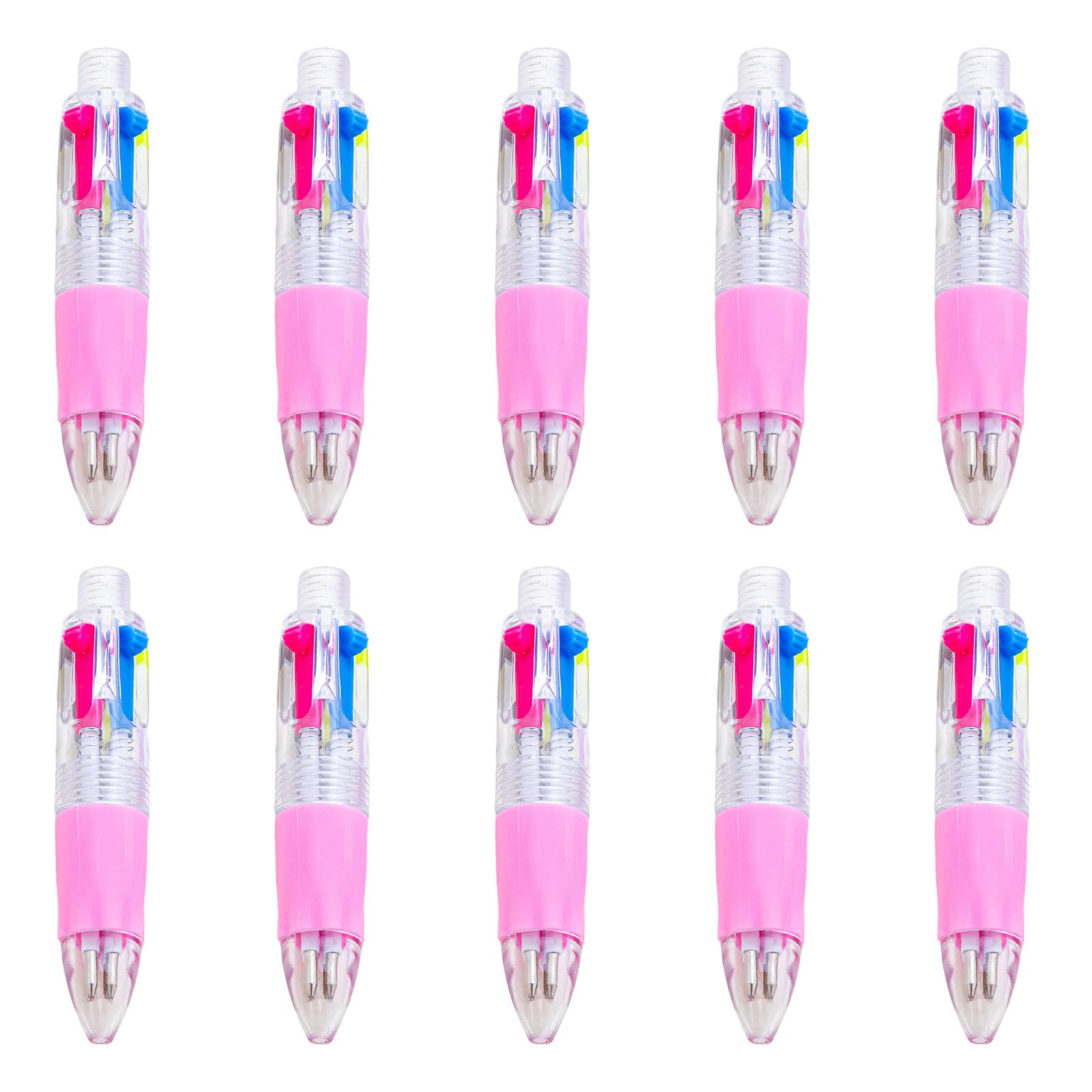 Buxuaaaa D 10Pcs Retractable 4-Color Ballpoint Pen, Compact Multicolor 1.0Mm Pens For Students School Small Ballpoint Pen