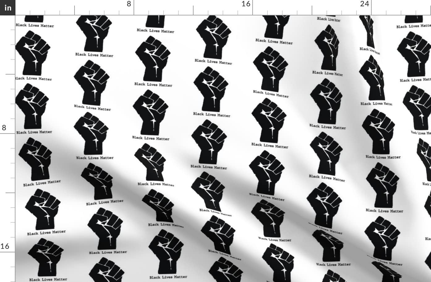 Spoonflower Fabric - Black White Small White History Fist African American BLM Black Lives Printed on Organic Cotton Sateen Fabric by The Yard - Sewing Quilting Apparel Home Decor