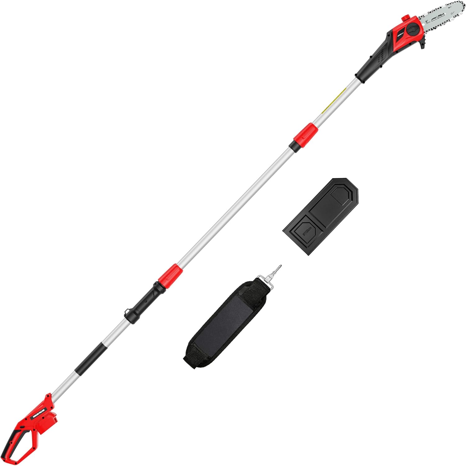 Cordless Pole Saw 8-Inch Compatible with Milwaukee M18 Battery, Electric Pole Saws for Tree Trimming Battery Powered, Extension Up to 14.2-Feet Pole Chainsaw (Battery not Included)