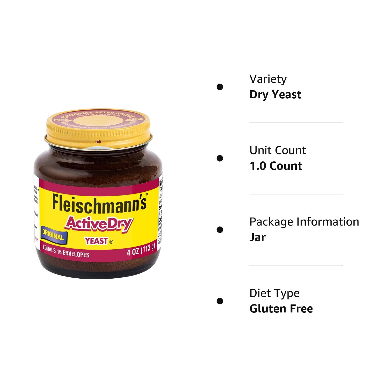 Fleischmanns Active Dry Yeast, The Original Active Dry Yeast, Equals 16 Envelopes