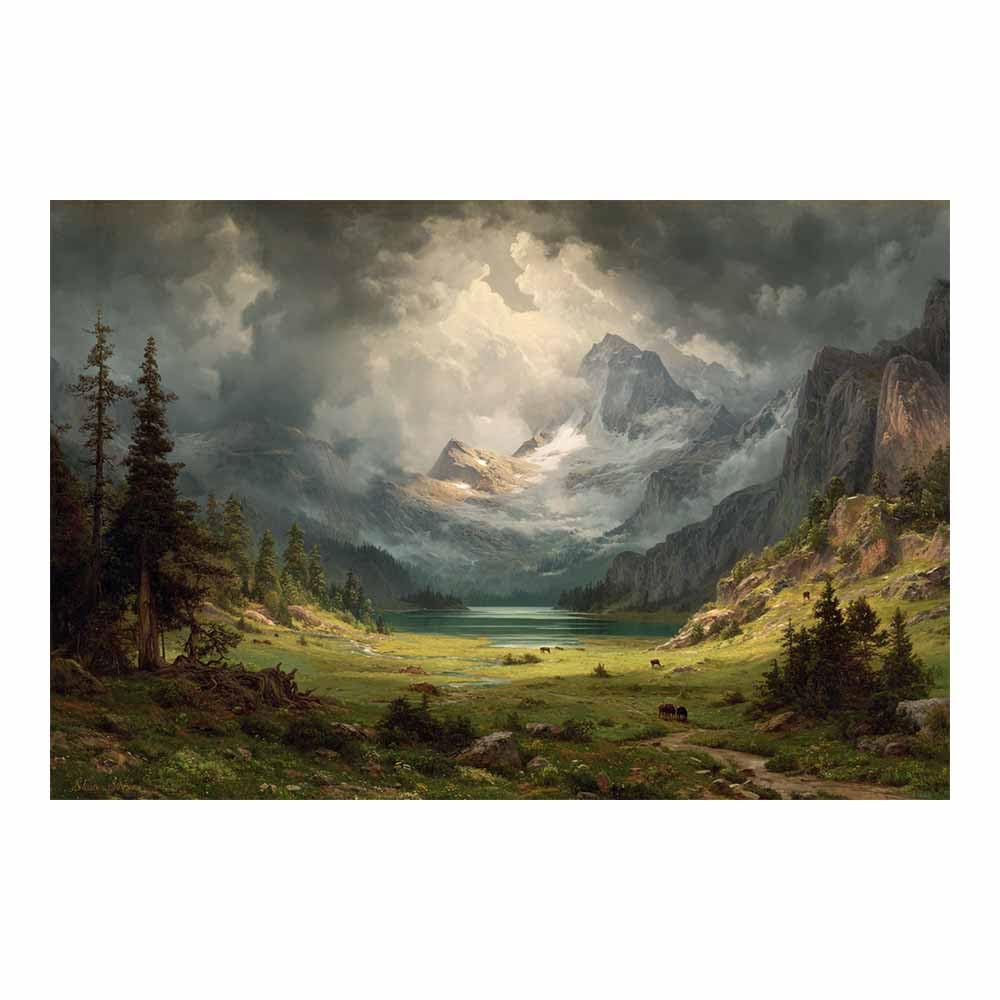HUYEEI Landscape Wall Art Mountains and Lakes Views Modern Canvas Print On Artwork, Suitable for living room, bedroom, for Kids Room Decoretc.(green)-60x80cm Unframed
