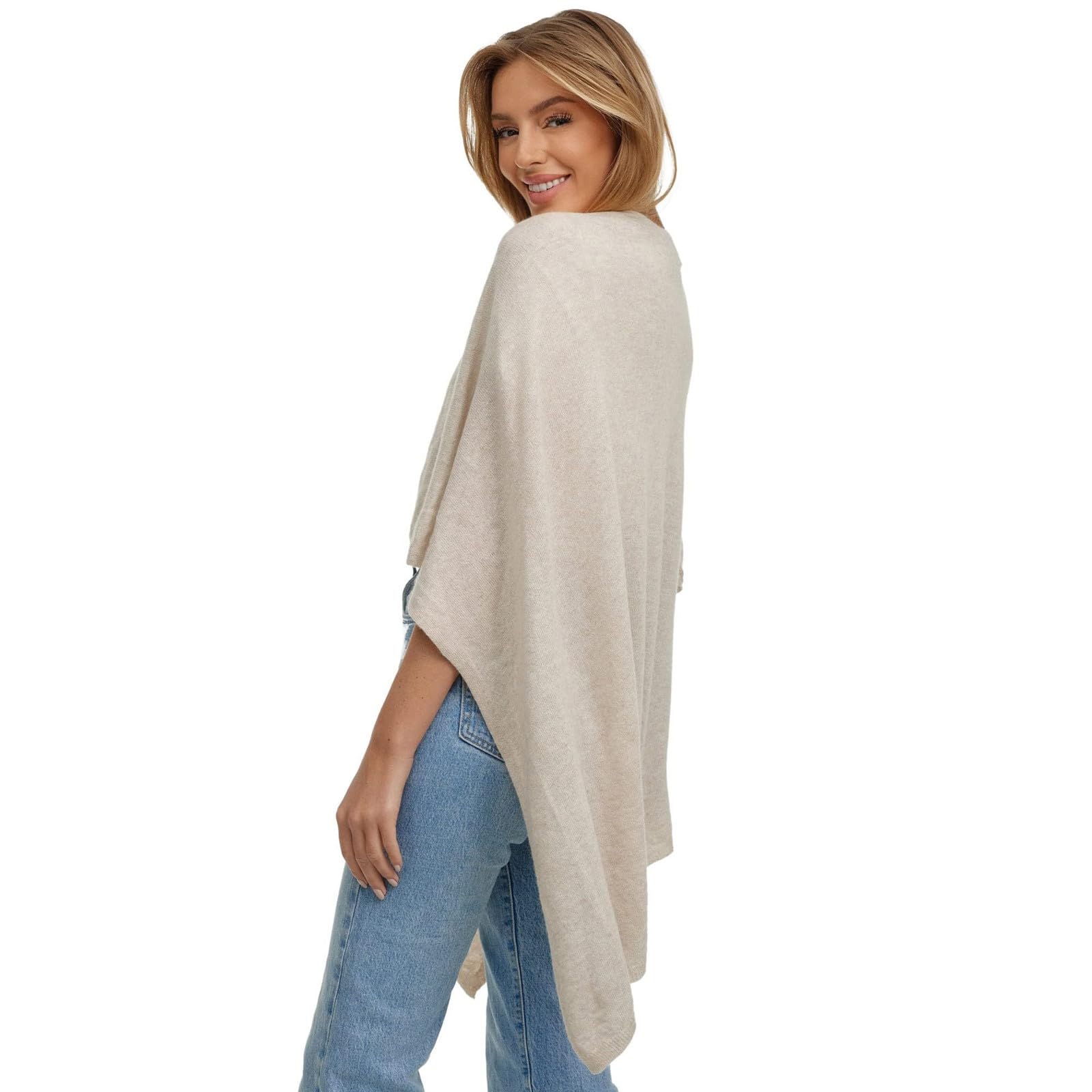 Glamexx24 Poncho Écharpe Femme Toucher Cachemire Cape en Maille Femme Poncho Cardigan XXL Châle pour Printemps et Automne Fabriqué en Italie