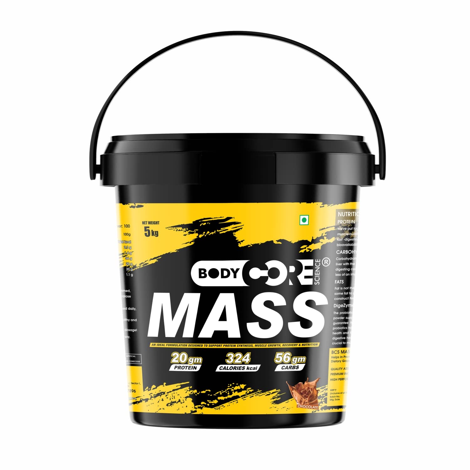 Body Core Science Mass Gainer-5Kg (Chocolate) | Weight Gainer | Bulk Gainer | Muscle Gainer | Gym Supplement | Protein Supplement