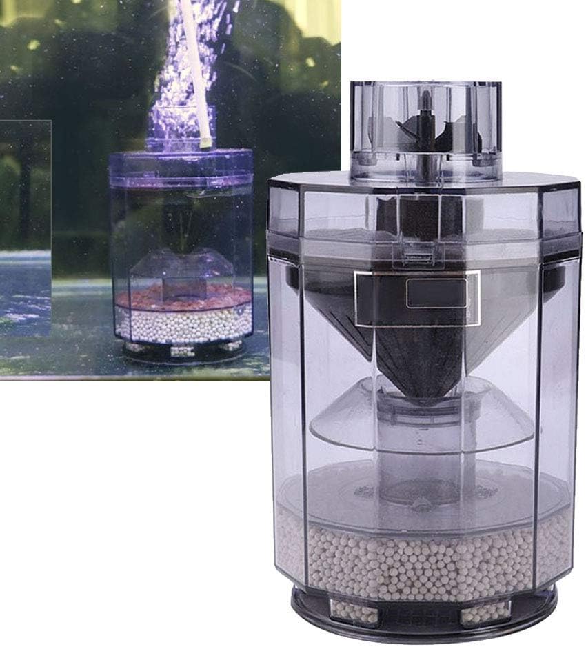 Tnfeeon Aquarium Filter Bucket, Multi Functional Round Shape Fish Filter Automatic Suction Cleaner (6.3 x 3.5in)