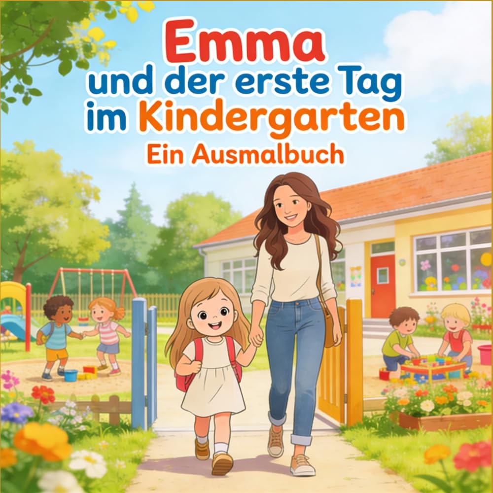 Emma und der erste Tag im Kindergarten: Ein Ausmalbuch