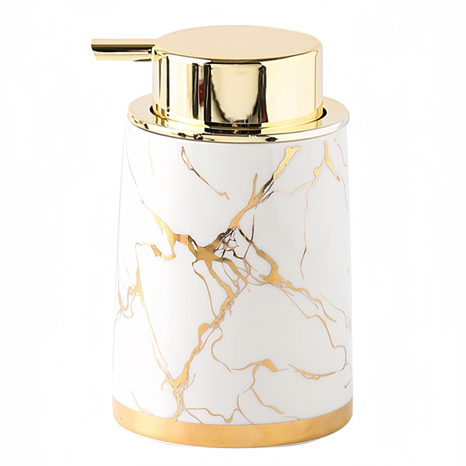 Qyleee White Hand Foaming Bottle With Gold Pump Hand Bottles For Barthroom Kitchen Dish For Bathroom(White)