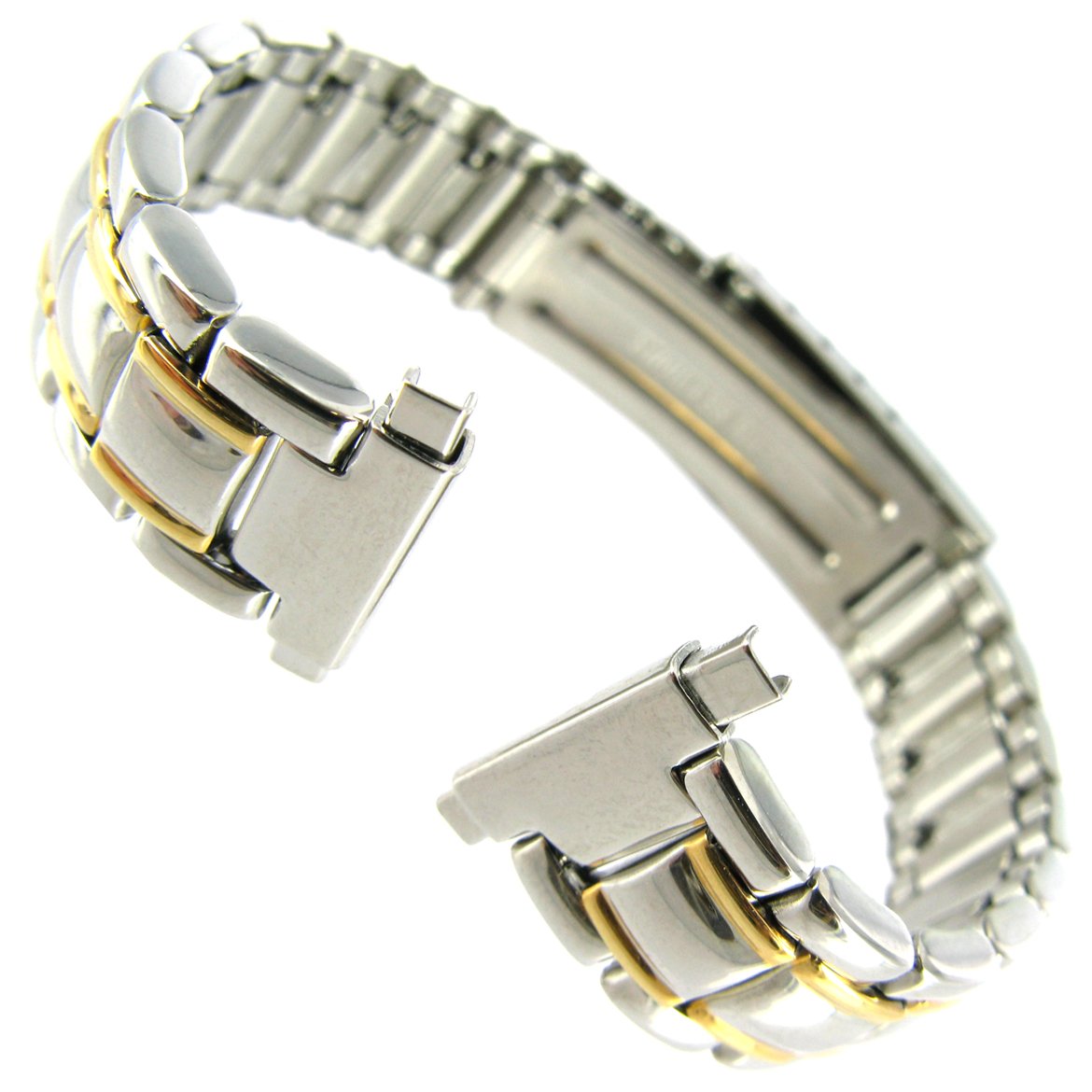 12-16mm Milano Stainless Steel Two Tone Shiny Deployment Buckle Watch Band