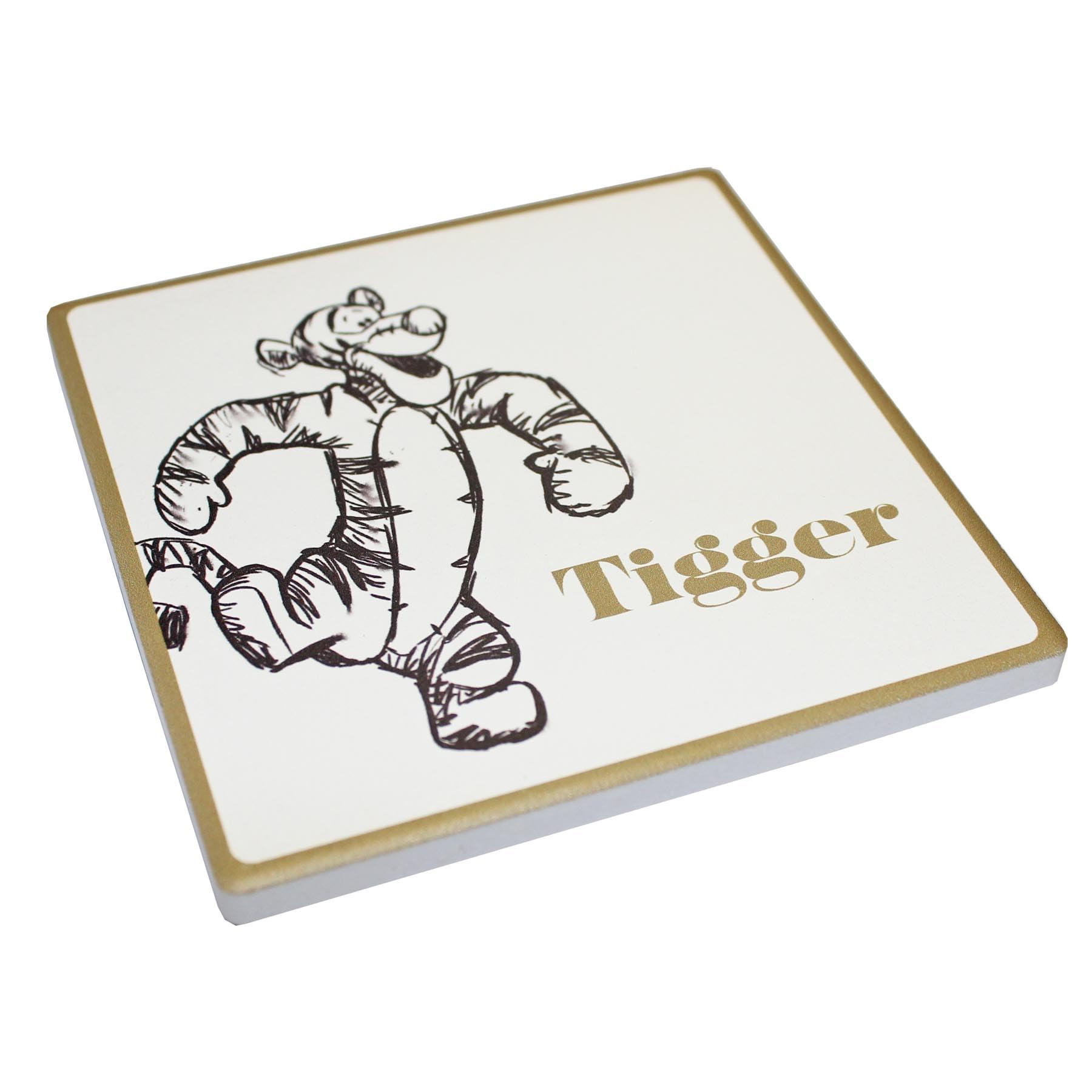 Widdle Gifts Tigger Disney Coaster 10Cm Cork Backed Classic Ceramic Gold Trim Coaster (Tigger)