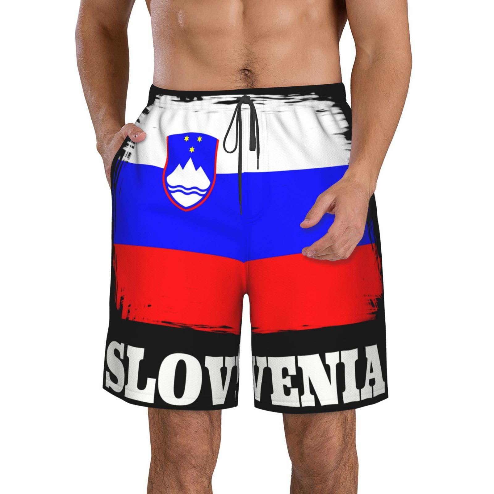 Bandera Novedosa De Eslovenia Hombre Pantalones Cortos Forro De Malla Bañadores De Natación Secado Rápido Cortos De Natación