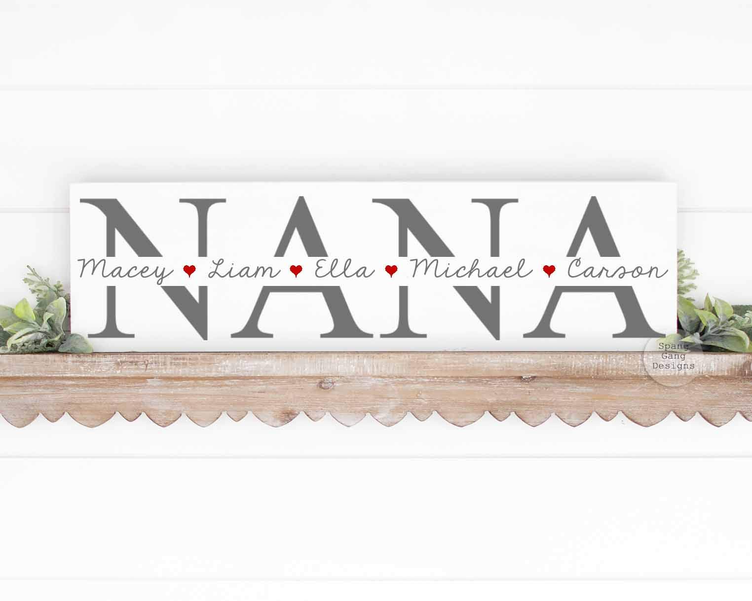 Mother's Day Gift Grandma | Christmas Gift for Mom | Personalize YOUR NAMES | CHOOSE COLORS | 20" x 6" Wood Sign | Christmas