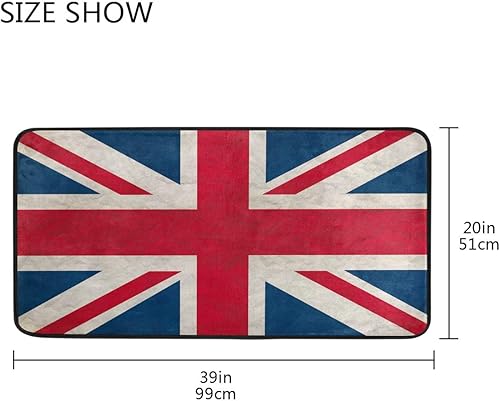 Miniatura 3 de ALAZA Retro Union Jack British Flag Non Slip Kitchen Floor Mat Kitchen Rug for Entryway Hallway Bathroom Living Room Bedroom 39 x 20 inches(1.7' x