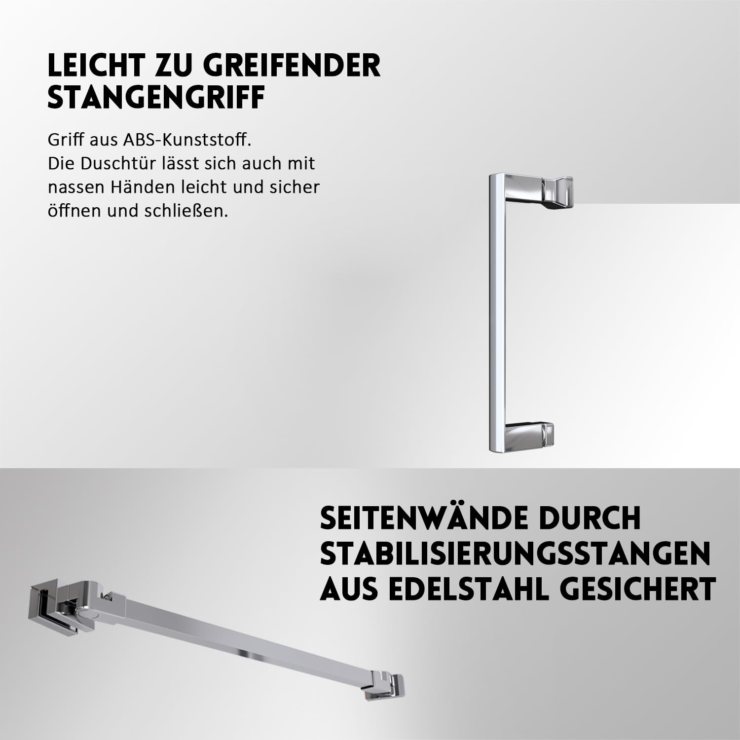 Duschkabine Schwingtür mit Seitenwand 90x90cm Eckeinstieg Duschabtrennung, Silber Einzelschwingtür mit festem Seitenteil, Duschwand mit 6mm NANO ESG Glas, Pendeltür Höhe 195cm