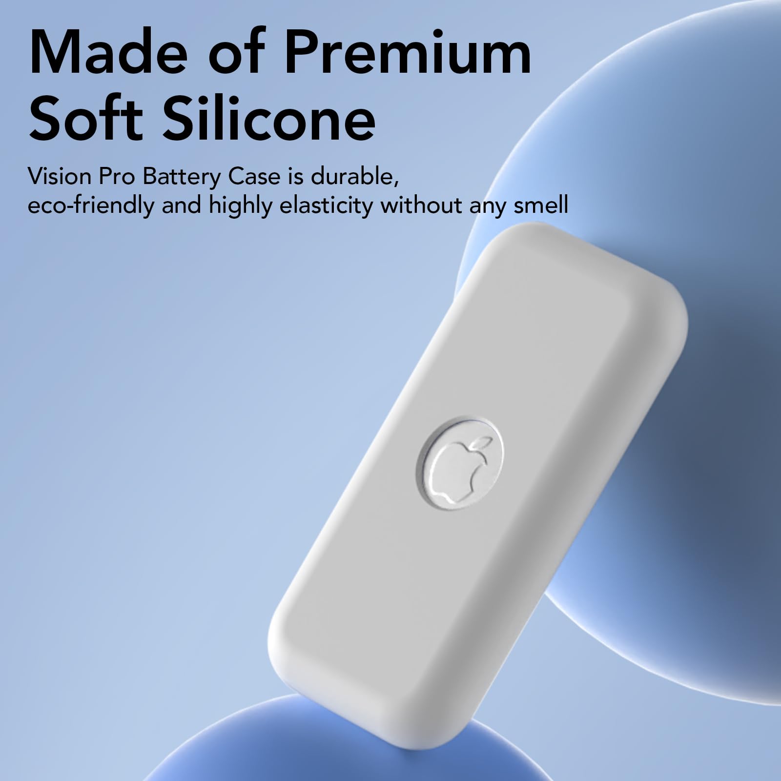 Compatible con Apple Vision Pro Battery Case, Funda de silicona para batería, para accesorios Vision Pro, compartimento de batería, polvo y golpes (blanco)