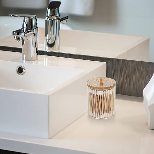 Miniatura 5 de WACAR Paquete de 4 soportes Qtip, soporte para bolas de algodón de 10 onzas, juego de baño con soporte para hisopos de algodón acrílico, dispensador