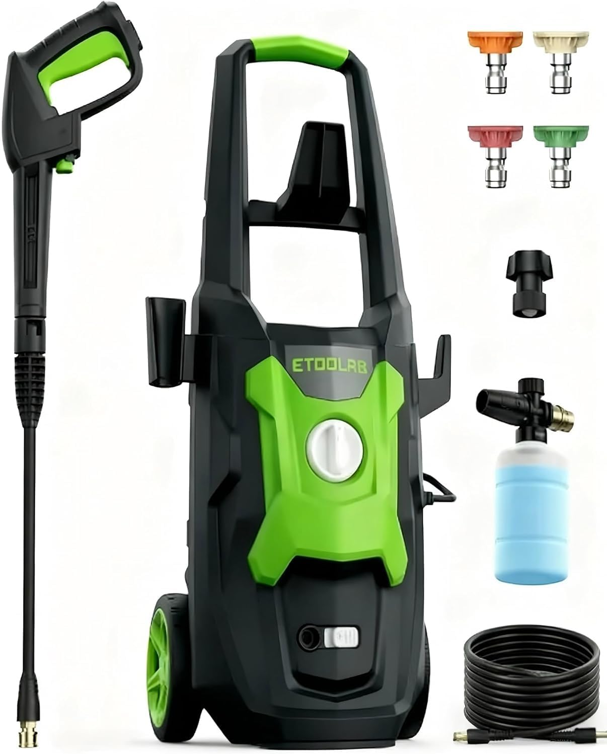 Electric Pressure Washer, 4500 PSI 2.8 GPM Power Washer with Foam Cannon, High Pressure Car Washer Machine with 23ft Hose and 4 Nozzles for Driveway, Patio, Fence and RV Cleaning
