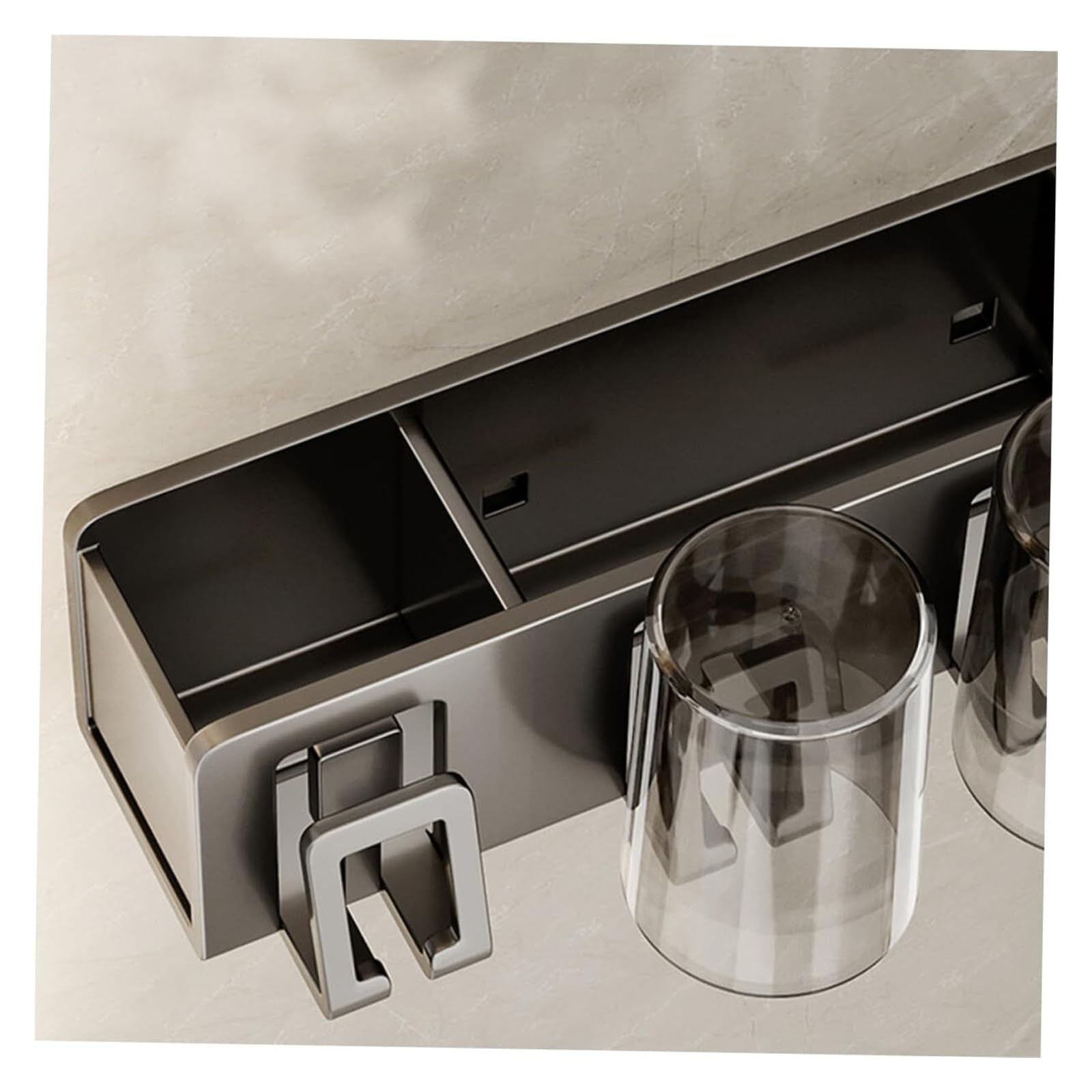 Portacepillos de Dientes Organizador de cepillos Dientes Elegante, Soporte for Cepillo uñas montado en la Pared, Almacenamiento Tazas Vaso de Enjuague bucal Reutilizable