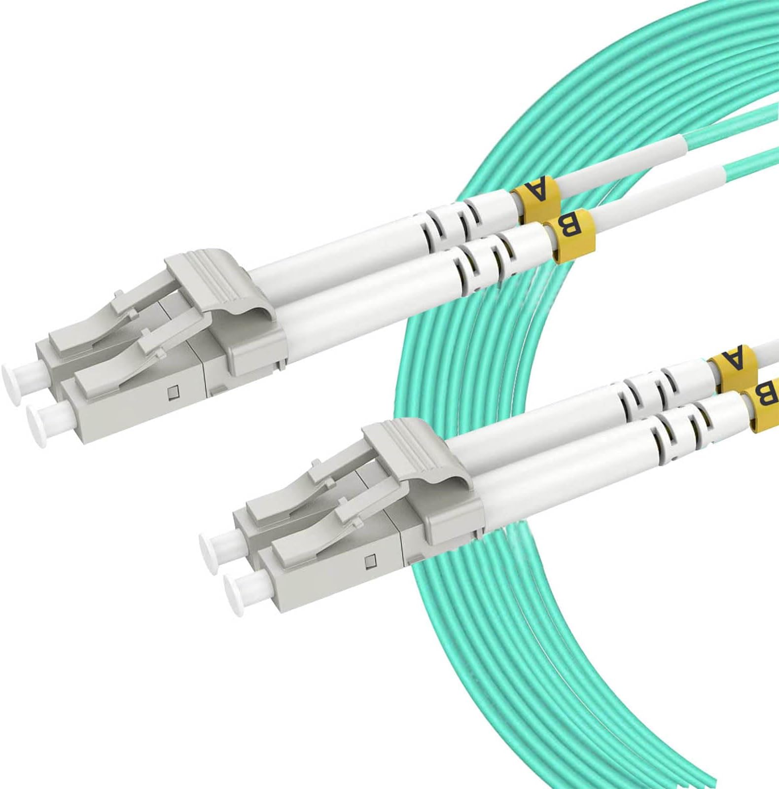 15m/50ft OM3 LC to LC Multimode Fiber Patch Cable, Fiber Optic Cable LC to LC Cord LSZH 10GB Multimode Duplex 50/125um
