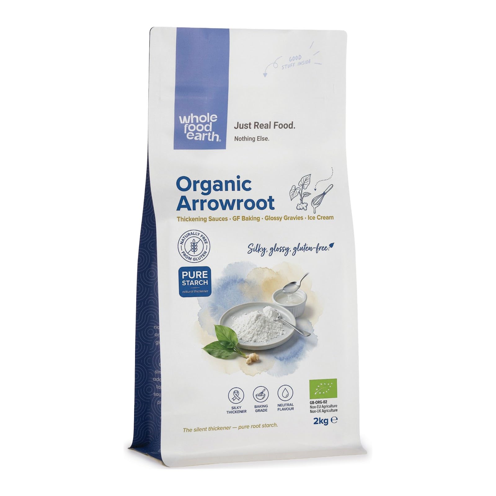 Wholefood Earth Organic Arrowroot 2kg Vegan | GMO Free | Certified Organic
