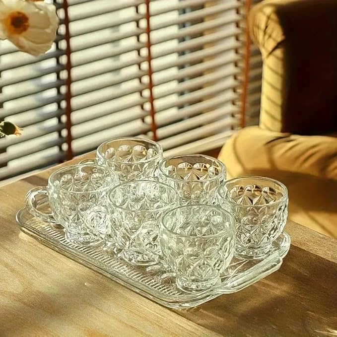 Image of PrimeWorld Bead Rim Decorative 15 inch Plate-2 Pcs Crystal Clear Glass Plate | Large Serving Plate for Dry Fruits, Sweets, Chocolates, Snacks, Dining, Catering, Parties & Wedding Dinner Tableware
