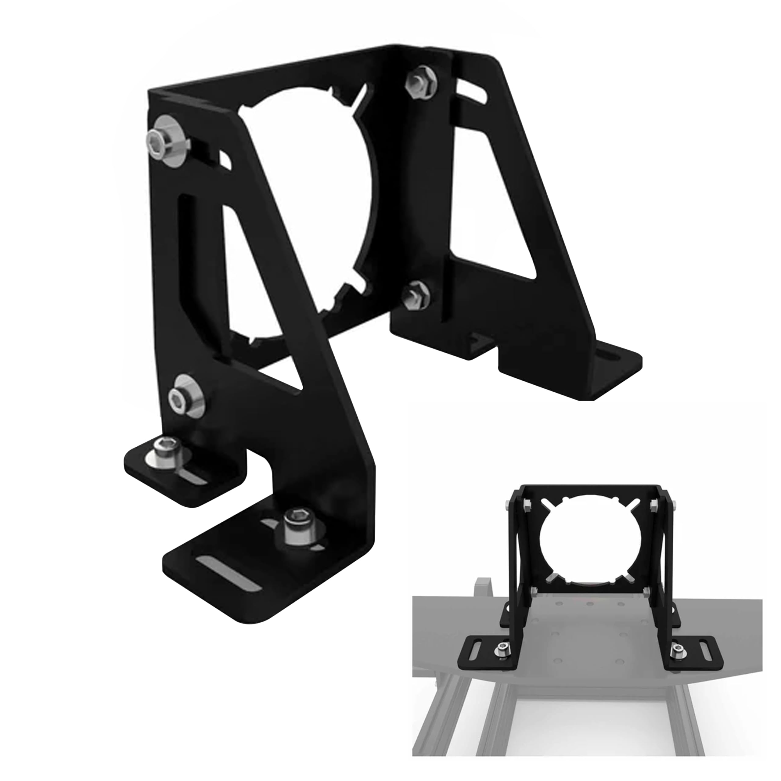 Gt Omega Black Servo Bracket - Mounts & Stabilise Your Wheel Base, Adjustable And Durable