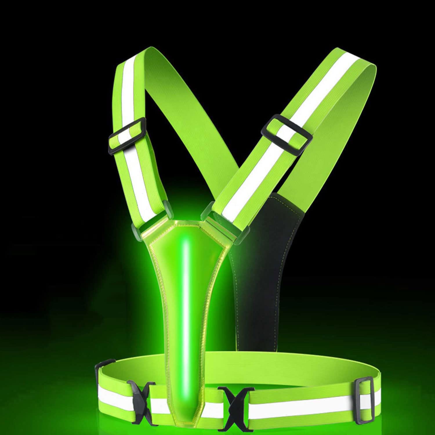 YHGSEE Chaleco Reflectante LED para Correr, con luz Nocturna Recargable por USB, Modelo Y, Chaleco de Seguridad Ajustable, Cintura y Hombro, tamaño elástico, para Correr, para Hombres, Mujeres, niños