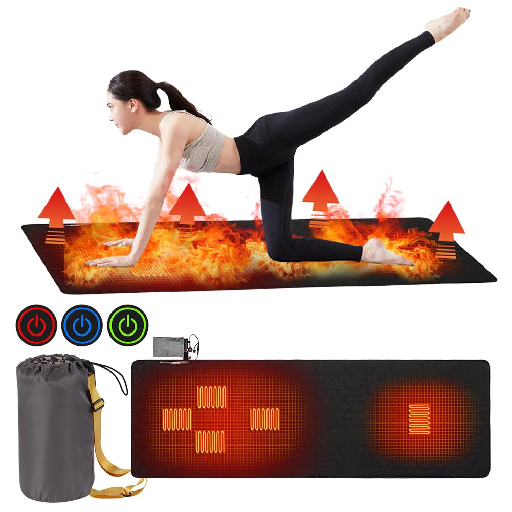 Tappeto a Pelo Riscaldato Esterno Ricaricabile USB Riscaldamento Rapido 3 Livelli di Calore Isolamento Materasso a Pelo Riscaldante Campeggio con Borsa di Immagazzinaggio Materassi