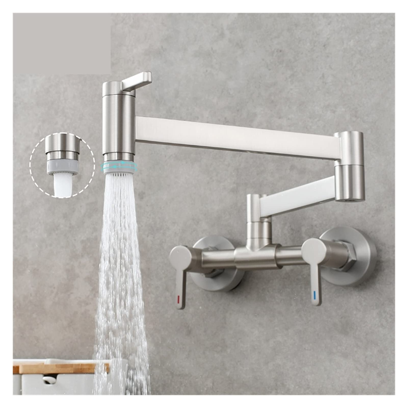 Sink Taps Pot Filler, Messing Opvouwbare Keuken Dubbele Schakelaar