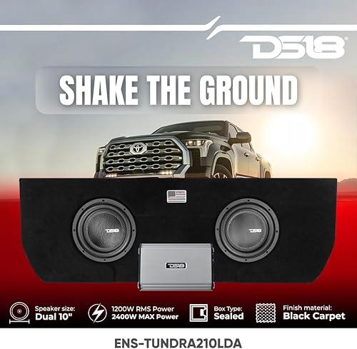 Miniatura 5 de DS18 ENS-TUNDRA210LDA Carcasa Toyota Tundra con 2 subwoofers de 10 pulgadas, 1200 W, RMS 2400 W Max y 1 amplificador monobloque, caja sellada