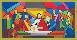 Quadro Santa Ceia Vintage Jesus Cristo grande Tela Canvas