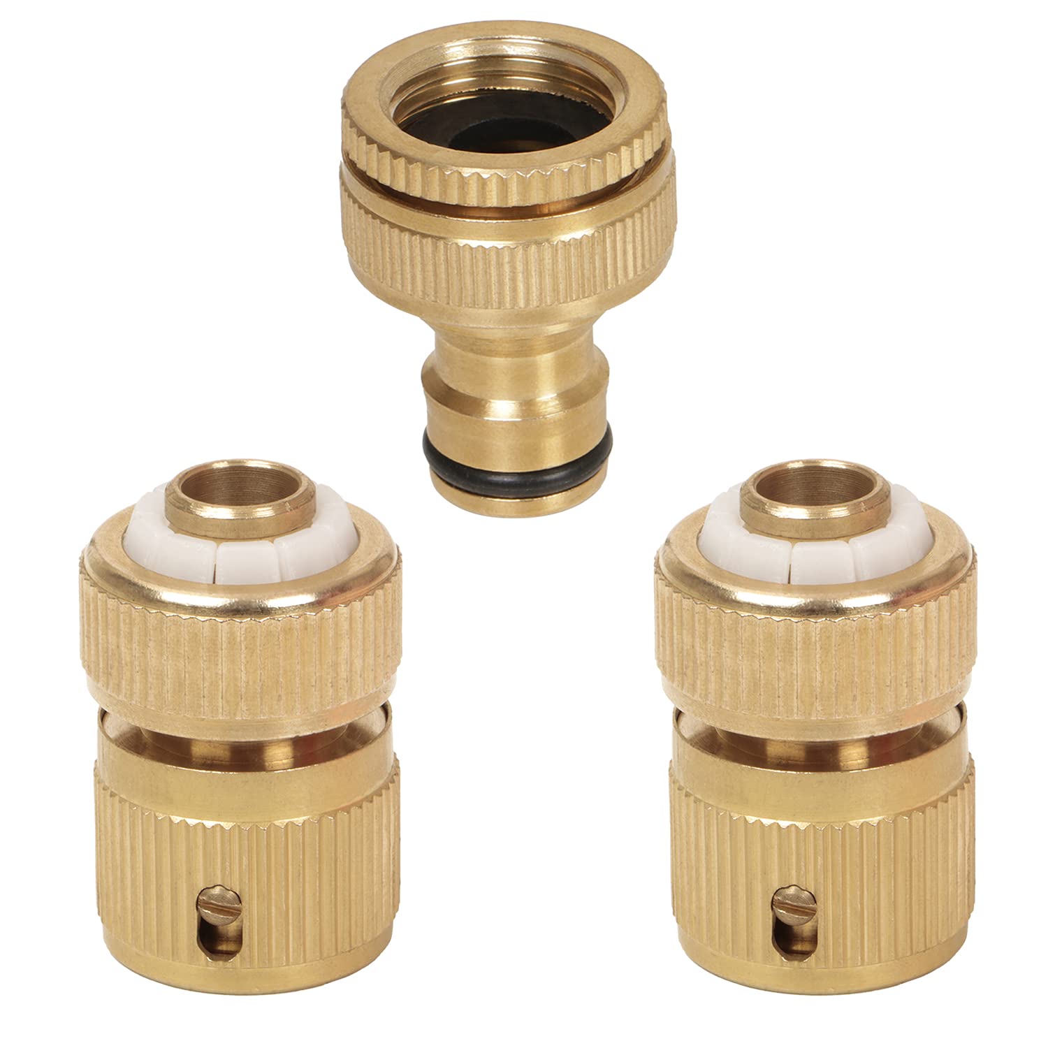 HOKIPO Heavy Duty Brass Tap Adapter and 1/2" Brass Garden Hose Quick Connector for Kitchen Gardening Car Washing Cleaning - Set of 3 (AR-3865 + AR-3863 * 2) (B09HNX6RJZ) Amazon Price History, Amazon Price Tracker